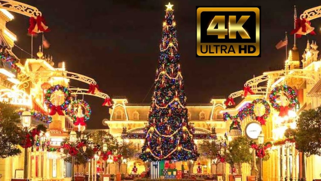 Magic Kingdom Main Street Nighttime Christmas Stroll | 4K HD Walk |  Magic Kingdom | Walt Disney