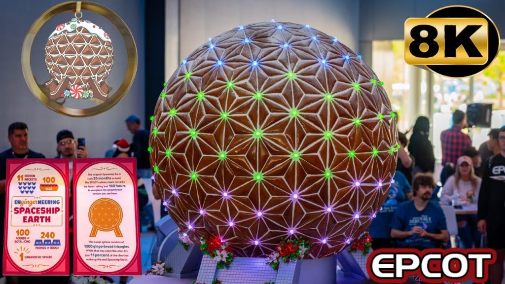 Disney 2024 EPCOT Gingerbread Spaceship Earth 8K