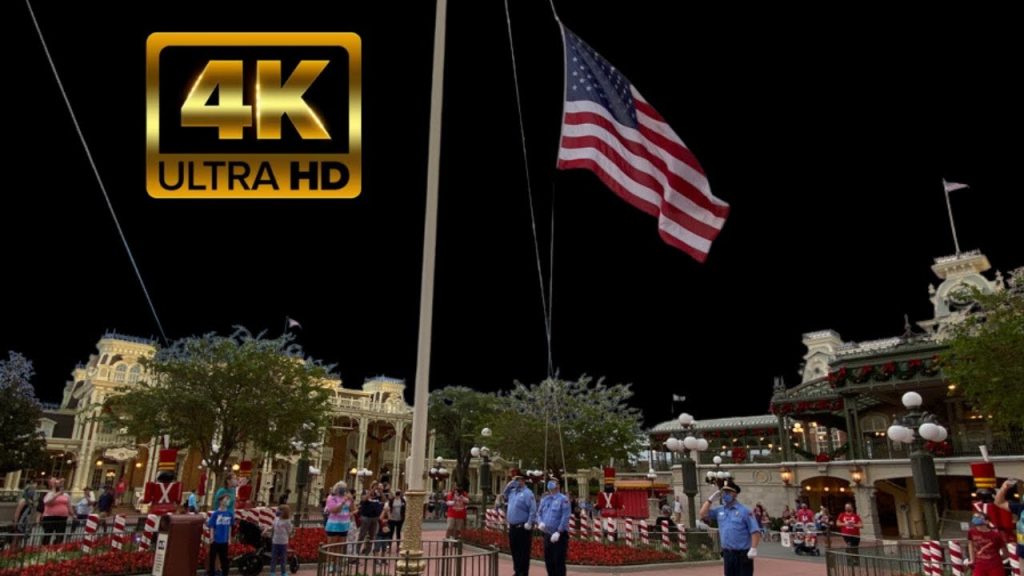 Magic Kingdom Veteran Flag Retreat Ceremony | 4K 60fps HD Walt Disney World